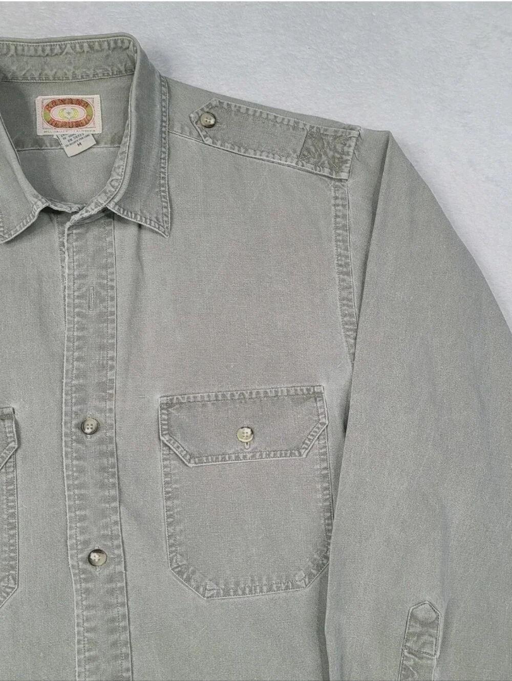 Vintage Banana Republic Mill Valley 80s Safari Shirt Sage Green-Gray Hong Kong M